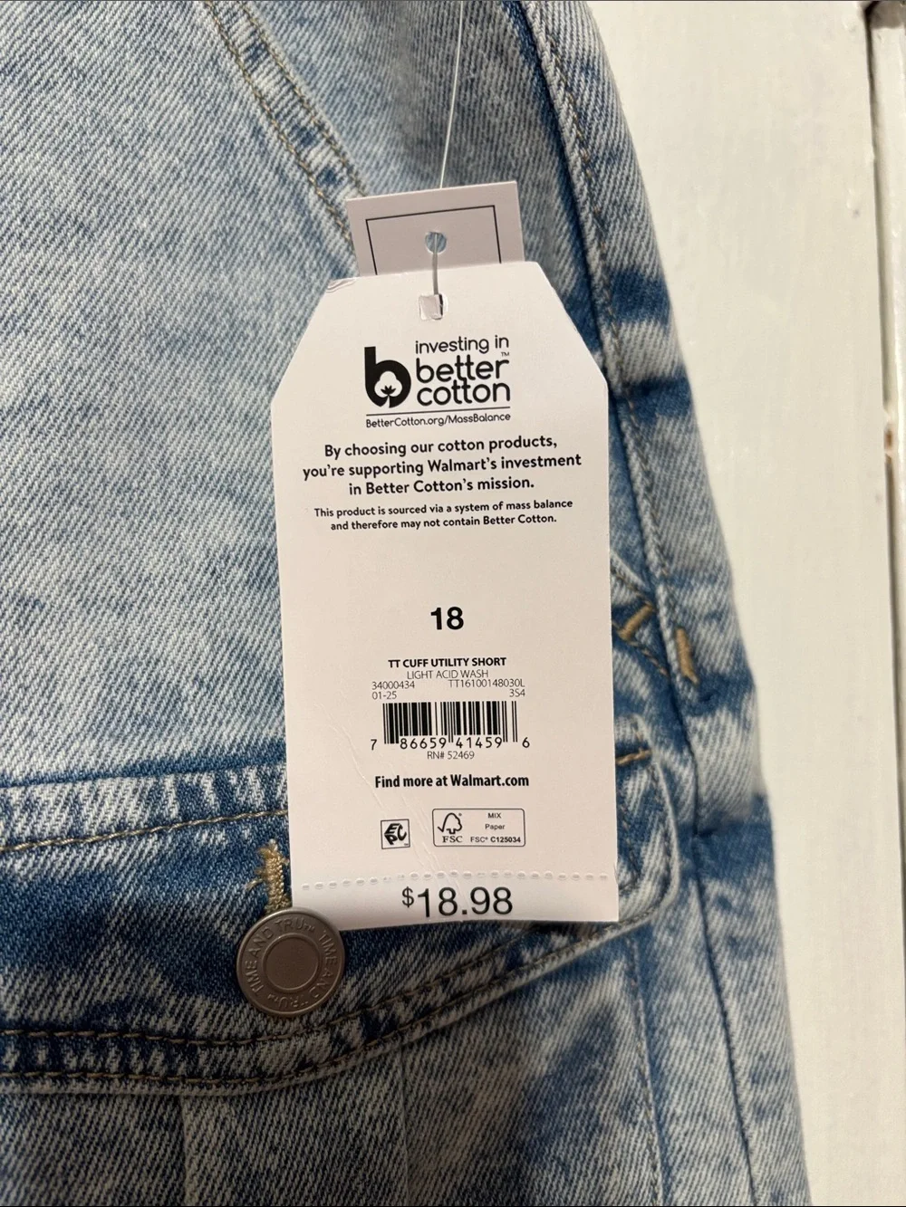 Time and Tru Light Wash Denim Cargo Shorts - Light Blue - Picture 5 of 5